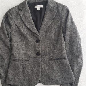 Classic Black & White Wool Blazer with Pockets